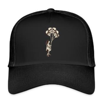 Fille avec des crânes de ballons de crâne - Casquette trucker  - noir/noir - Devant