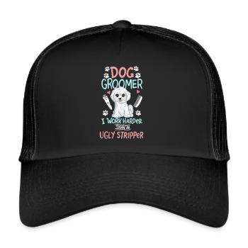 Toiletteur pour chiens Salon de chien Salon de coiffure pour chiens - Casquette trucker  - noir/noir - Devant