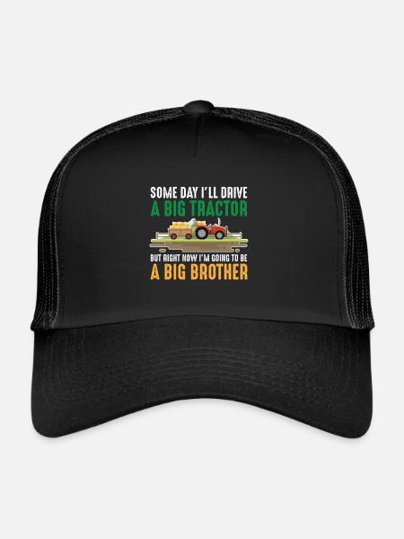 Toddler brother tractor big son sibling - Trucker Cap - black/black - Front