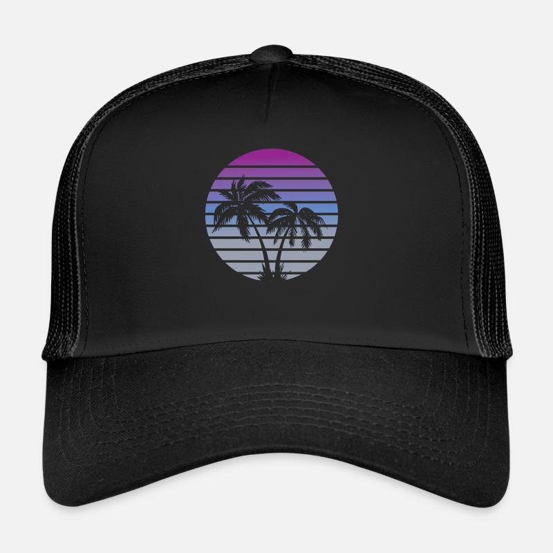 80s miami style beach palms Trucker Cap