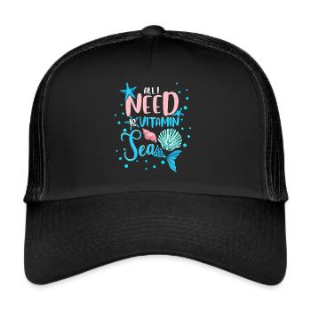 Vacances de plage de sirène de mer de vitamine - Casquette trucker  - noir/noir - Devant
