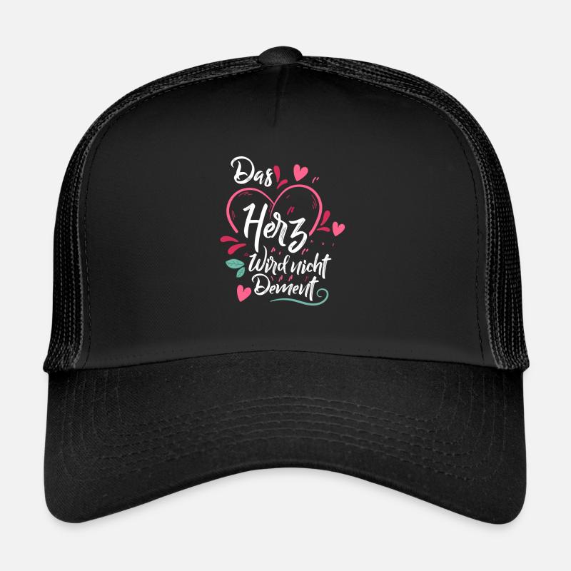 Altenpflergerin - Das Herz Wird Nicht Dement - Trucker Cap - Schwarz/Schwarz