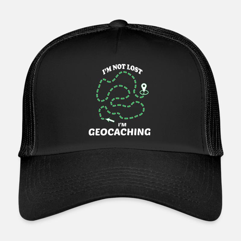 I m not lost i m geocaching - tshirt idée cadeau - Casquette trucker  - noir/noir