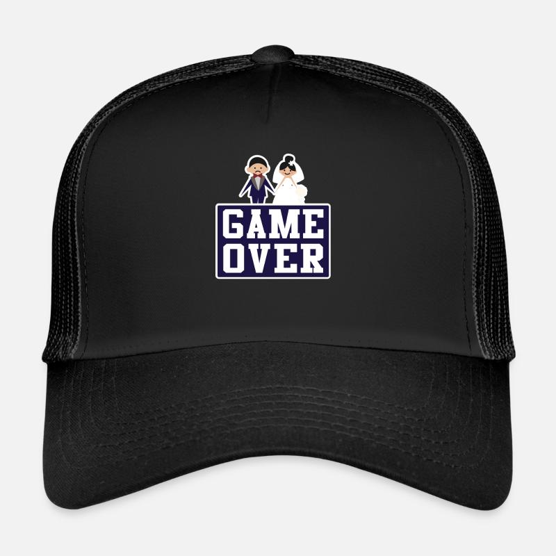 Game Over Ehemann Ehefrau Hochzeit Trauung - Trucker Cap - Schwarz/Schwarz