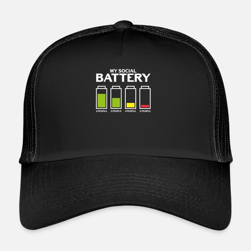 Unbeholfen Introvertiert Soziale Batterie Schüchte - Trucker Cap - Schwarz/Schwarz