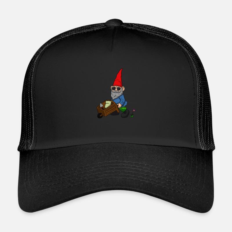 Gartenzwerg Schubkarren Garten Zwerg Schaufel - Trucker Cap - Schwarz/Schwarz