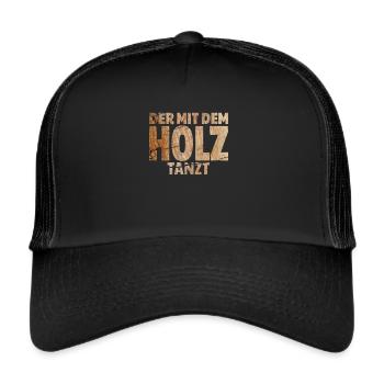 T-Shirt für Tischler, Schreiner und Holz Handwerk - Trucker Cap - Schwarz/Schwarz - Vorne