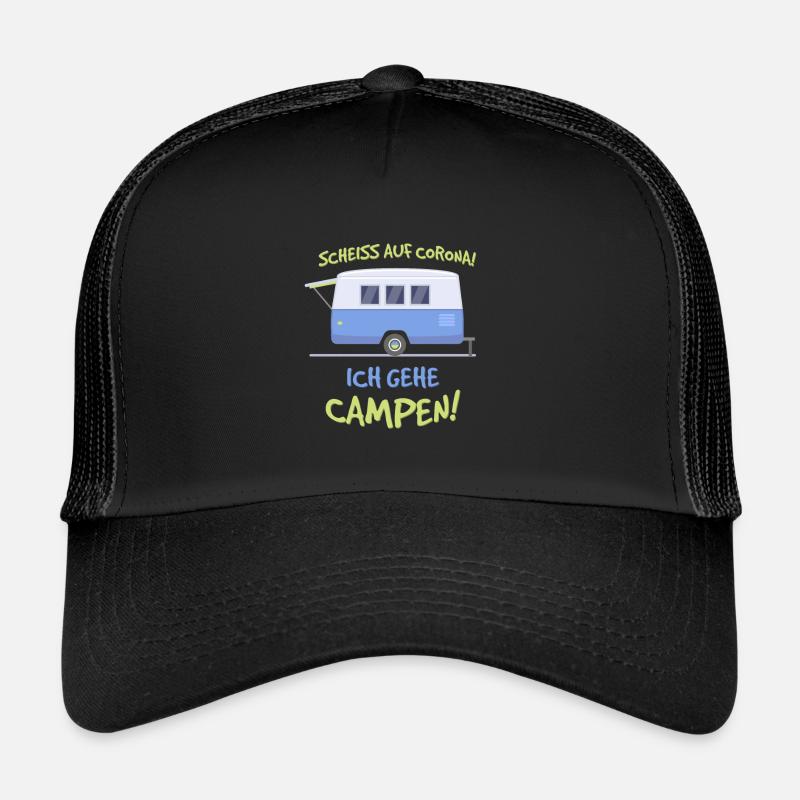 Scheiss auf Corona ich gehe Campen Geschenk Camper - Trucker Cap - Schwarz/Schwarz