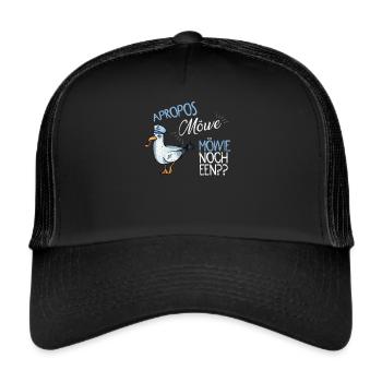 Seefahrer Möwe Norddeutsch Sprüche - Trucker Cap - Schwarz/Schwarz - Vorne