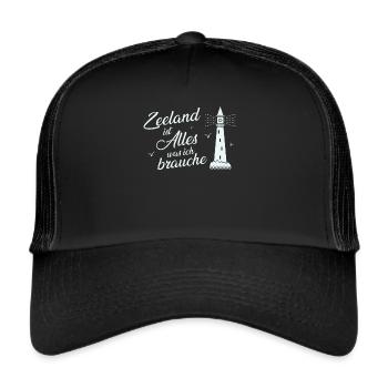 Zeeland Niederlande Urlaub - Trucker Cap - Schwarz/Schwarz - Vorne