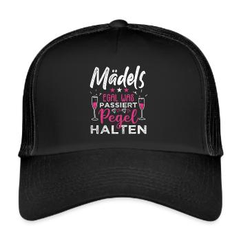 Mädels Pegel halten - Trucker Cap - Schwarz/Schwarz - Vorne