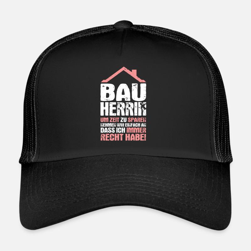 Bauherrin Hausbau Partnerlook Richtfest Geschenk - Trucker Cap - Schwarz/Schwarz