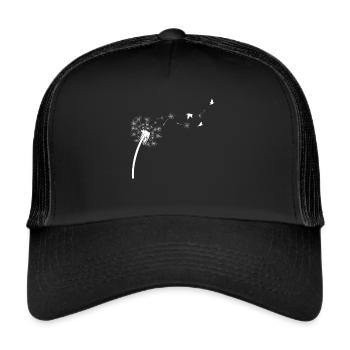 Dandelion flower nature dream bird fly - Trucker Cap - black/black - Front