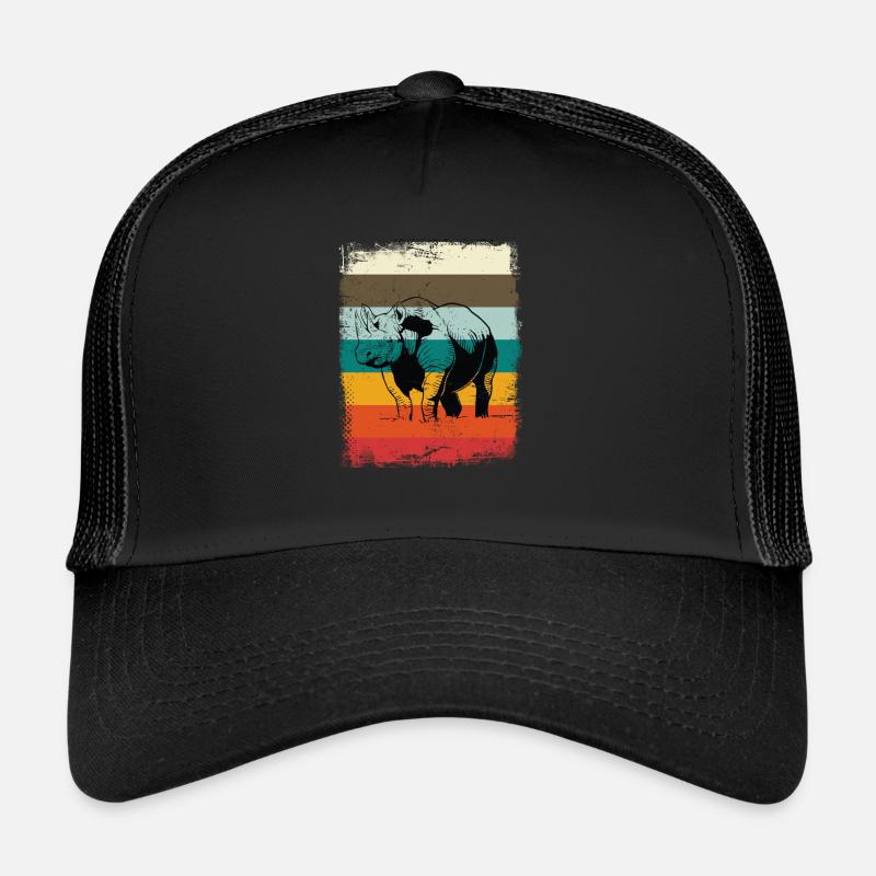 Retro Nashorn Rhino - Trucker Cap - Schwarz/Schwarz