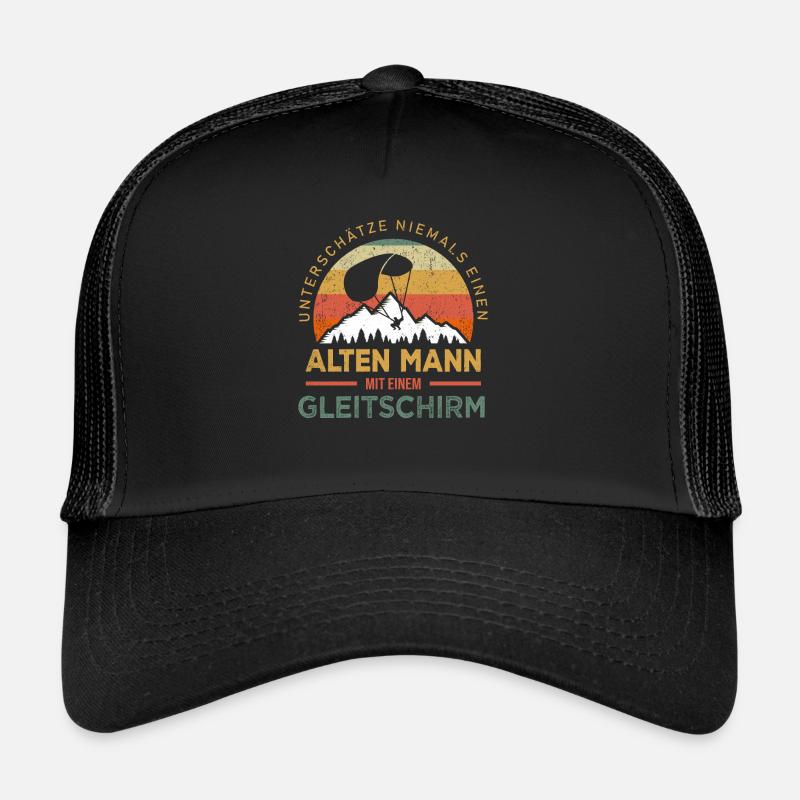 Gleitschirmfliegen Gleitschirmflieger Geschenk - Trucker Cap - Schwarz/Schwarz