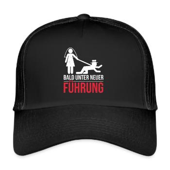 JGA Party Bald unter neuer Führung - Trucker Cap - Schwarz/Schwarz - Vorne