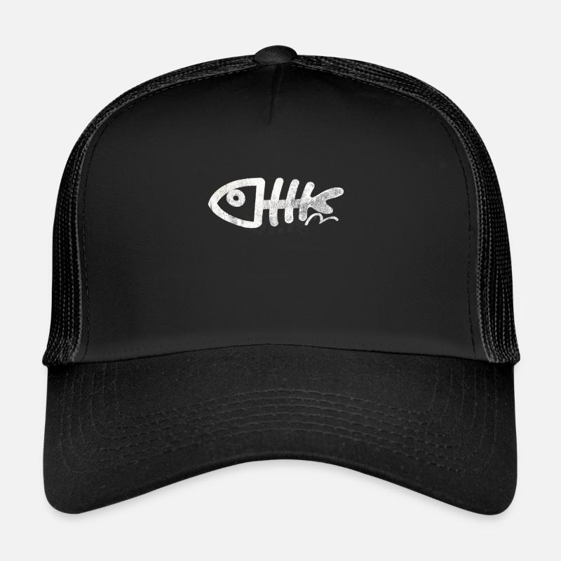 Fish Skeleton Graffiti Graphic Trucker Cap