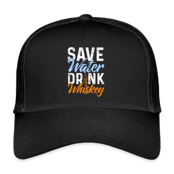 Whiskey Whisky Scotch Single Malt Bourbon Geschenk - Trucker Cap - Schwarz/Schwarz - Vorne