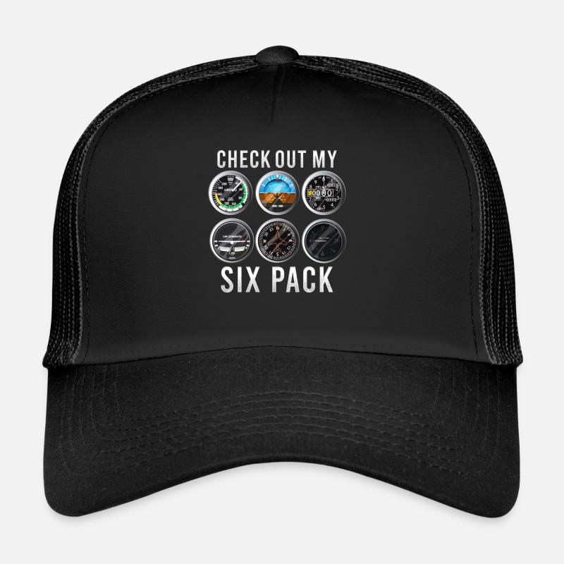 Lustiger Check Out My Six Pack Flugzeugpilot Trucker Cap