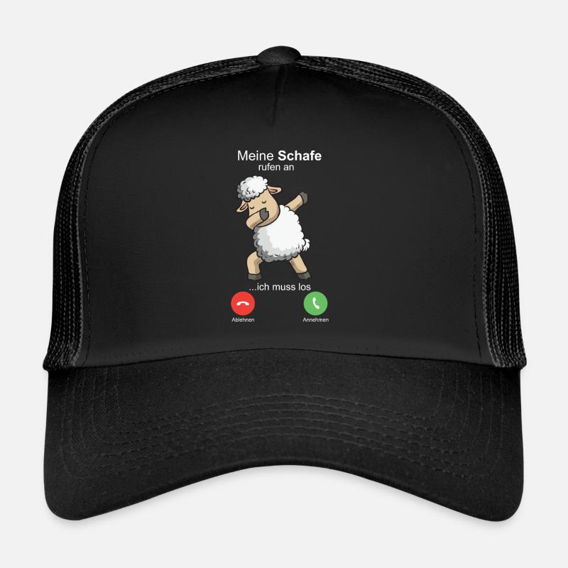 Schafe rufen an Landwirt Schäfer Schaf Bauer - Trucker Cap - Schwarz/Schwarz