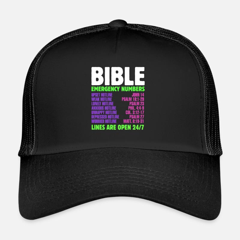 Notfallnummer Tag Christlicher Gläubiger Bibelkont - Trucker Cap - Schwarz/Schwarz