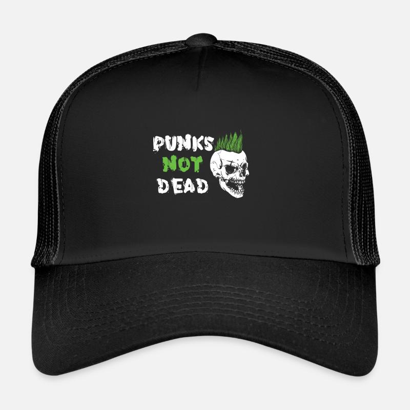 Punks Not Dead Anarchy Punker Totenkopf Skull Punk - Trucker Cap - Schwarz/Schwarz