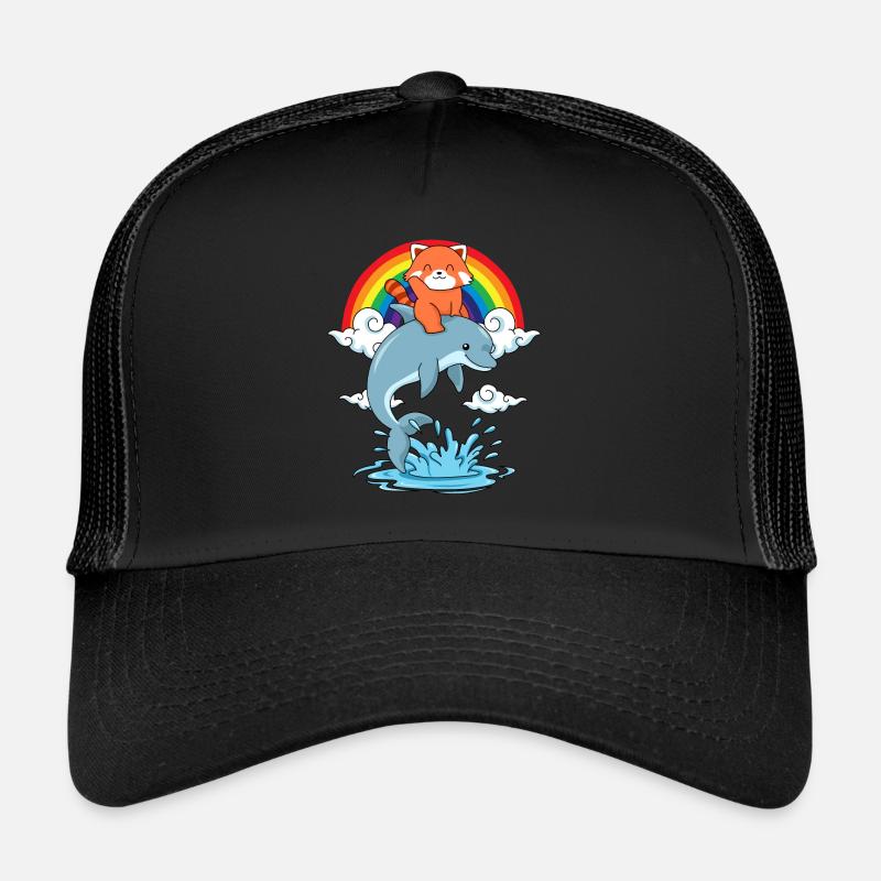 Red Panda Gift Dolphin Rainbow Red Panda Trucker Cap
