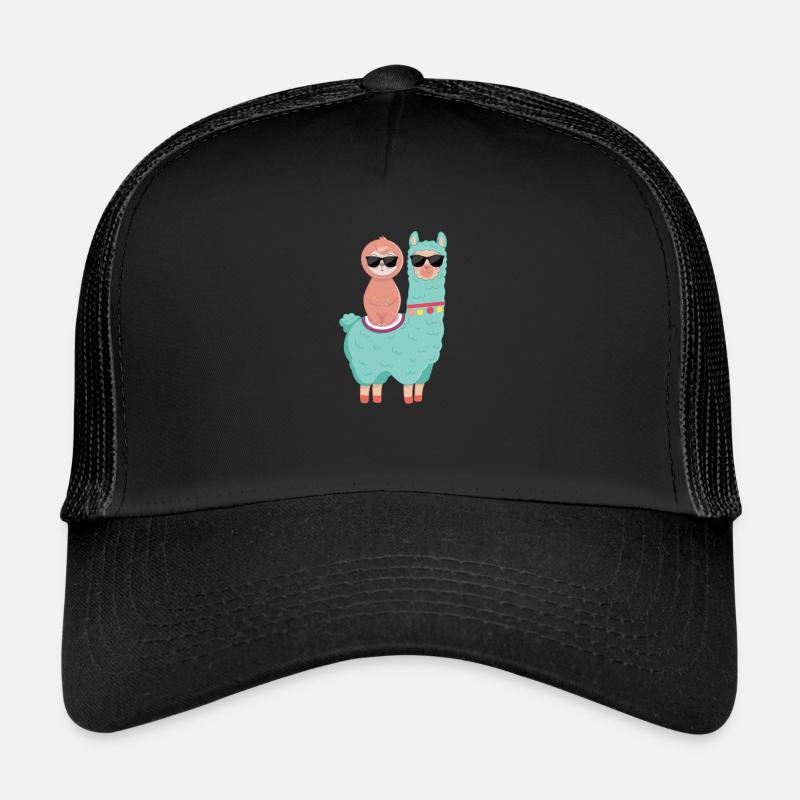 Faultier Lama - Trucker Cap - Schwarz/Schwarz
