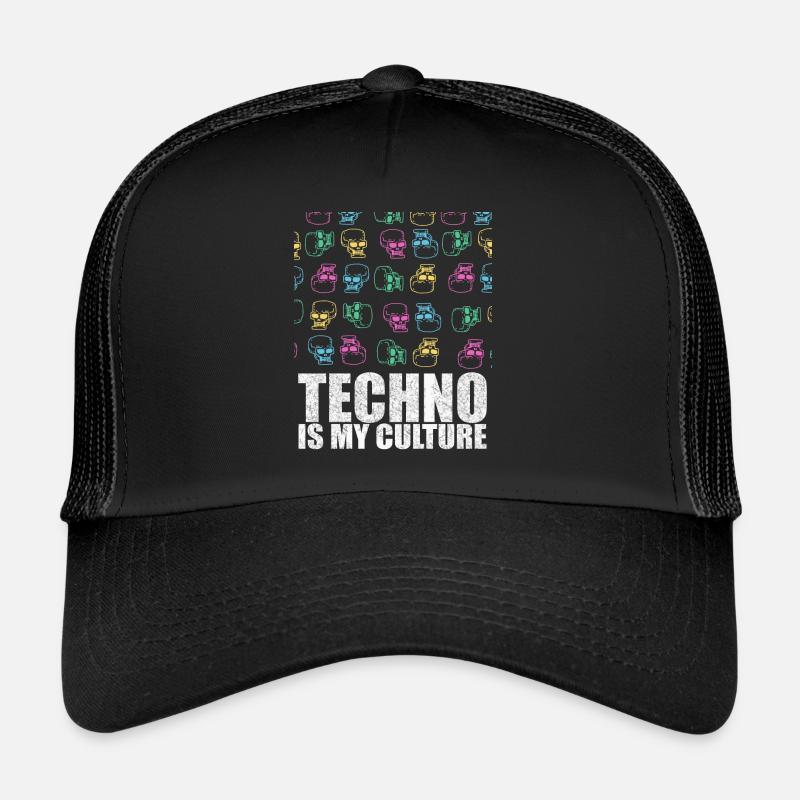 La techno est mon cadeau de conception de crâne de culture - Casquette trucker  - noir/noir