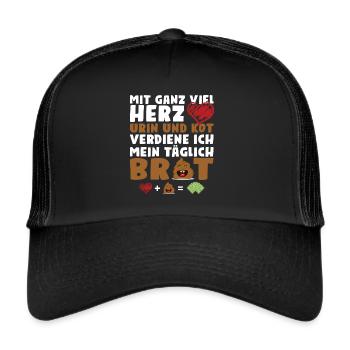 Mit ganz viel Herz Urin und Kot - Trucker Cap - Schwarz/Schwarz - Vorne