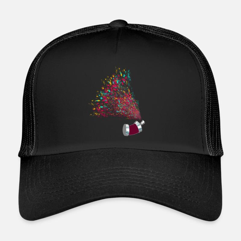 Spraydose Graffiti Kunst in Bunt - Trucker Cap - Schwarz/Schwarz