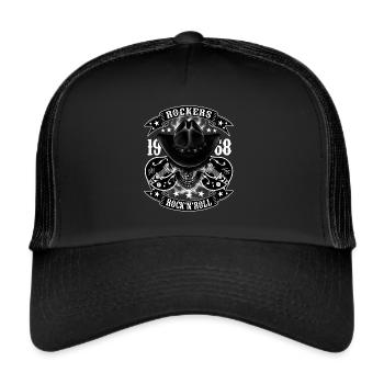 Rockabilly Vintage Rocker Rock N Roll Psychobilly - Casquette trucker  - noir/noir - Devant