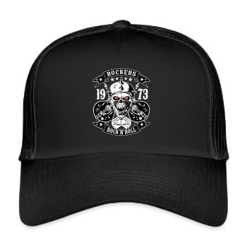 Rockabilly Vintage Rocker Rock N Roll Psychobilly - Casquette trucker  - noir/noir - Devant