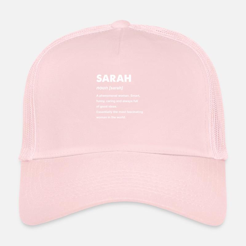 Conception de cadeau de nom de Sarah Casquette trucker 