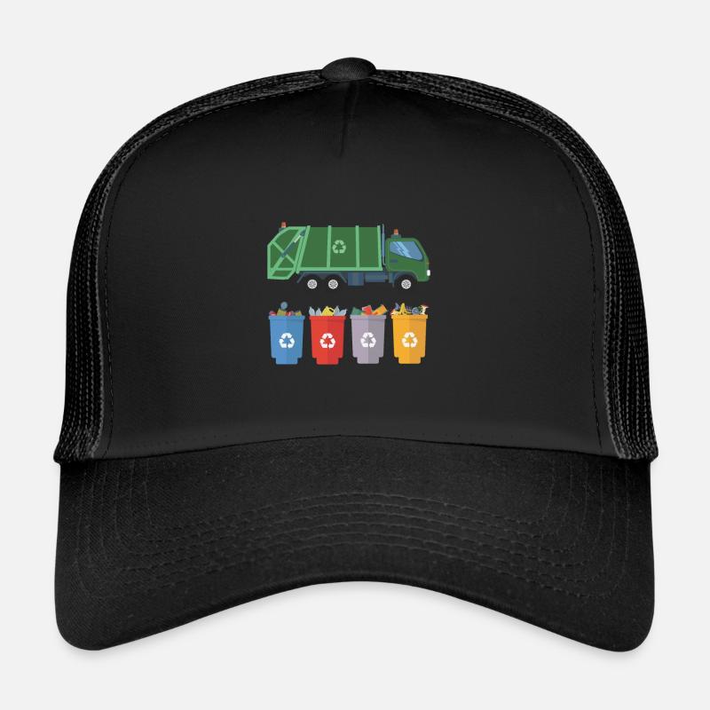 Müllwagen Kinder Müll Recycling - Trucker Cap - Schwarz/Schwarz