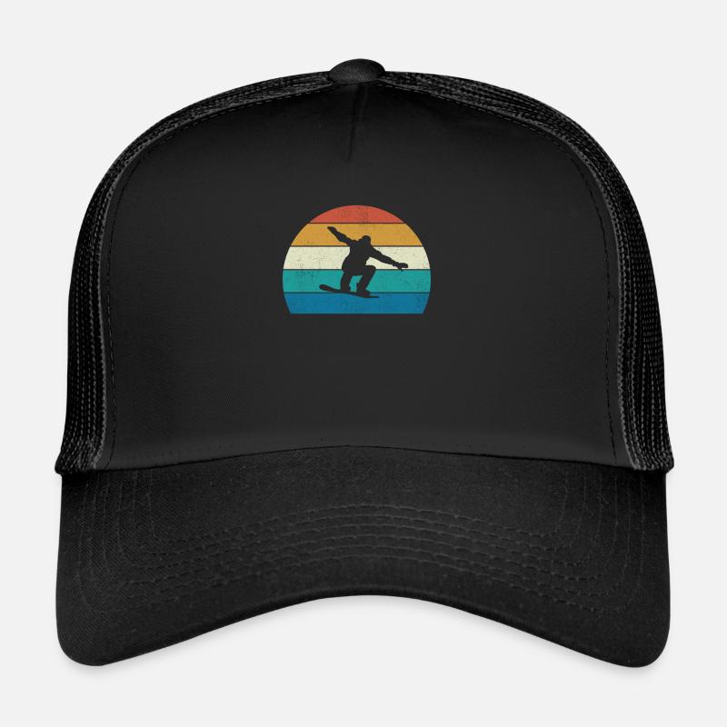 Snowboarding Retro Vintage Snowboard Silhouette Trucker Cap