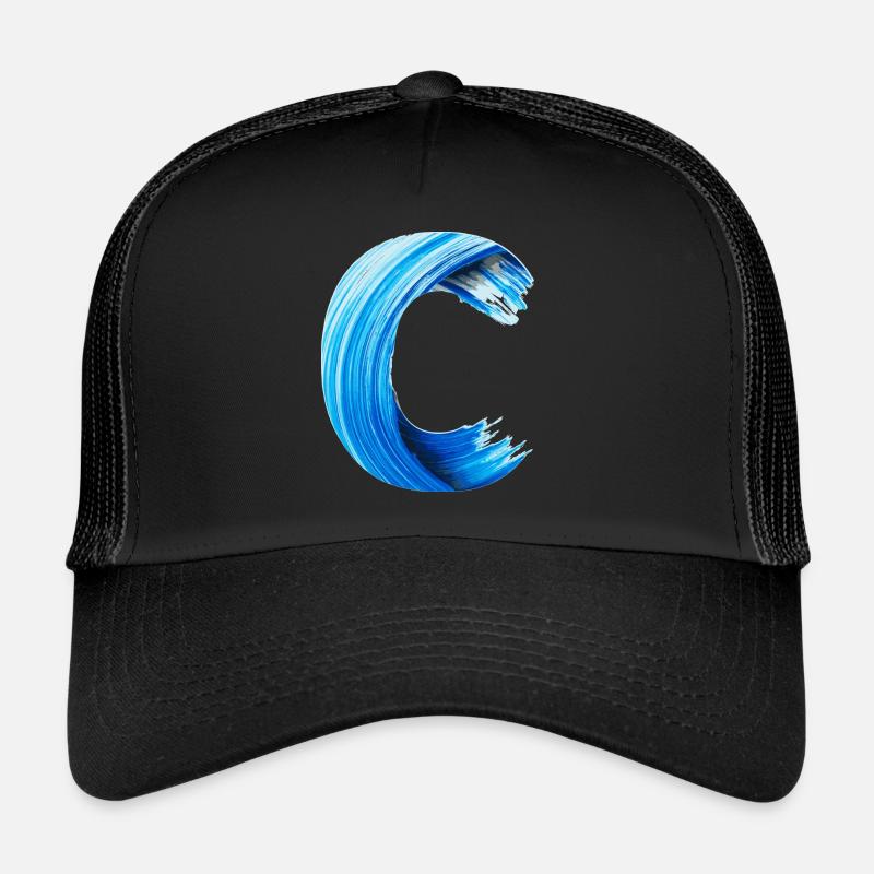 Buchstabe C GEMALT - Trucker Cap - Schwarz/Schwarz