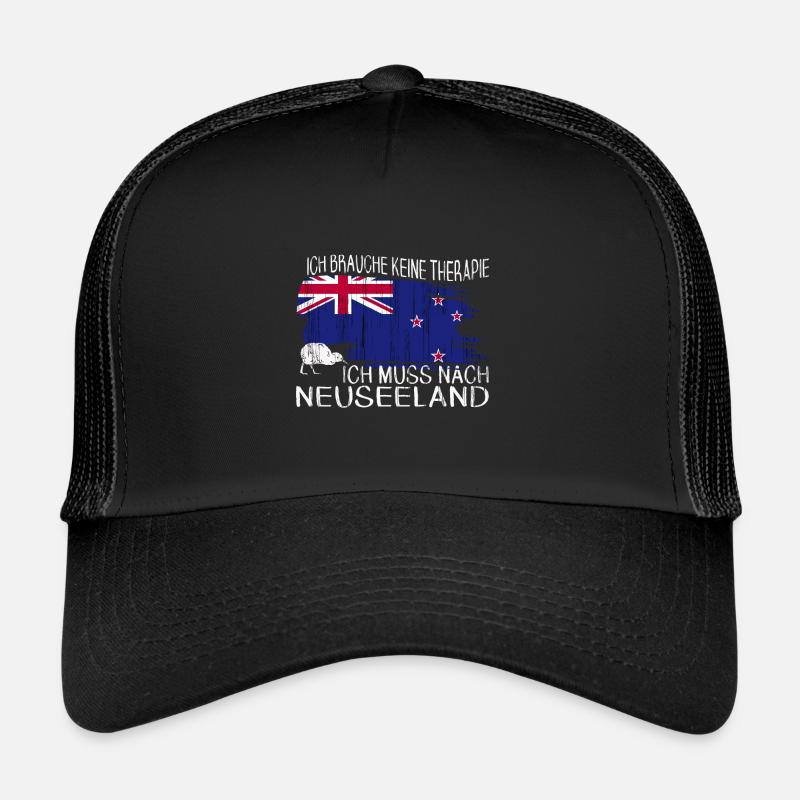 Neuseeland Newzealand Vogel Kiwi Backpacker - Trucker Cap - Schwarz/Schwarz