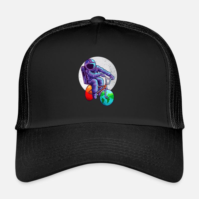 Espace astronaute vélo lune mars terre planète - Casquette trucker  - noir/noir
