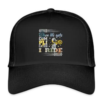 Trial Bike spruch - Trucker Cap - Schwarz/Schwarz - Vorne