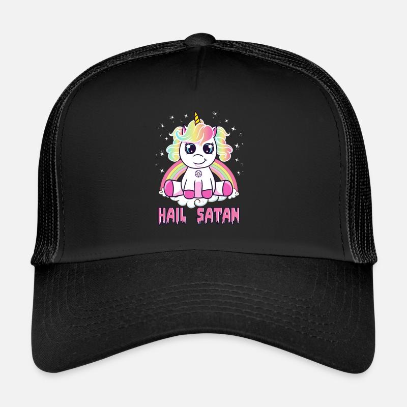 Cute Hail Satan Unicorn Rainbow Funny Satanic Pun Casquette trucker 
