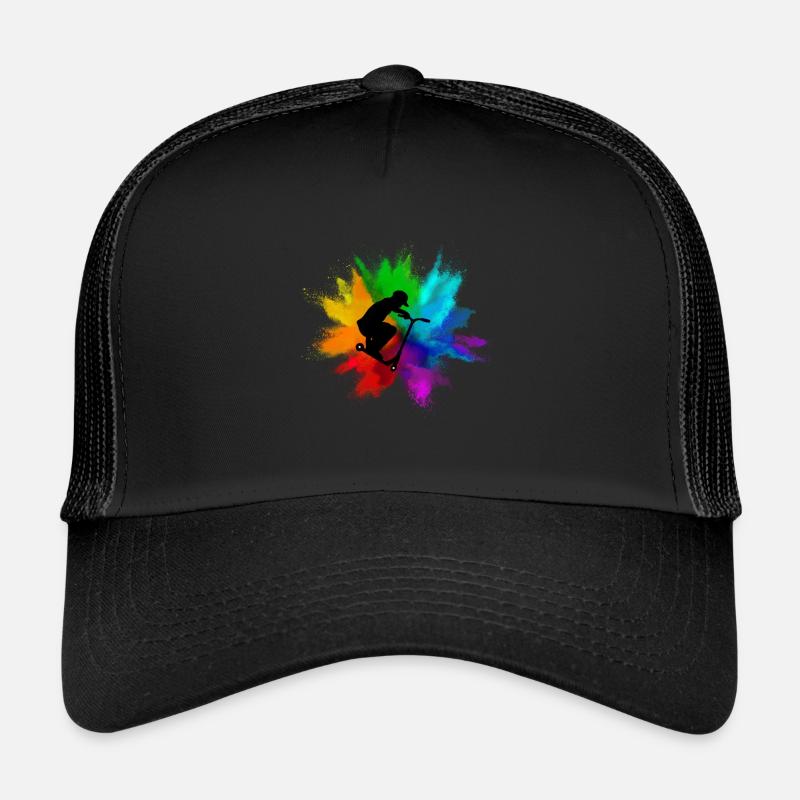 Stunt Scooter Stunt Geschenk Tretroller Skater - Trucker Cap - Schwarz/Schwarz