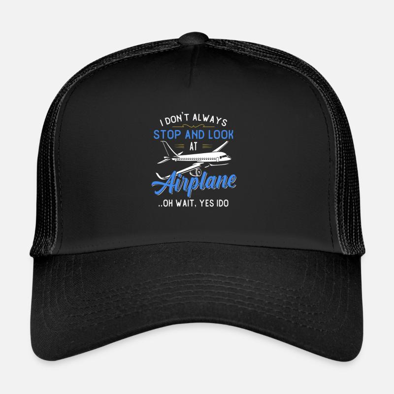 Flieger Flugzeug Landebahn Geschenk fliegen - Trucker Cap - Schwarz/Schwarz