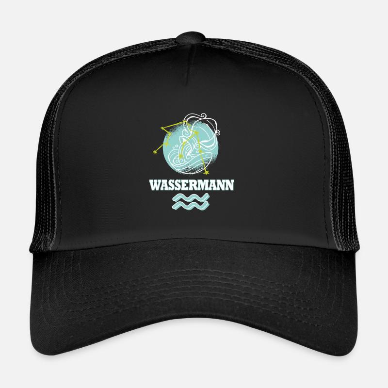 Aquarius zodiac sign with constellation - Trucker Cap - black/black