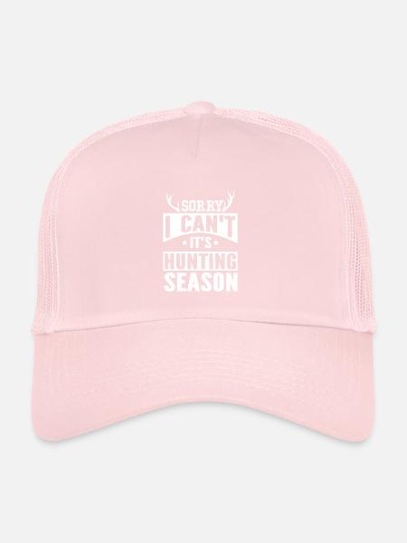 Désolé je ne peux pas c'est la saison de chasse - Casquette trucker  - rose pâle - Devant