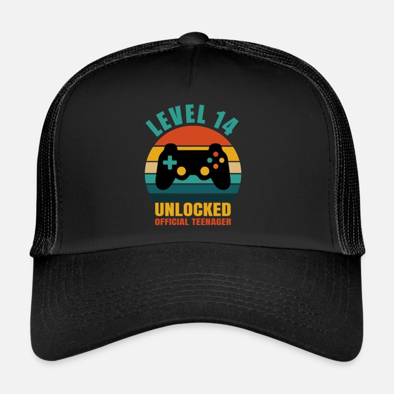 14. Geburtstag. Geburtstagsspieler - Trucker Cap - Schwarz/Schwarz