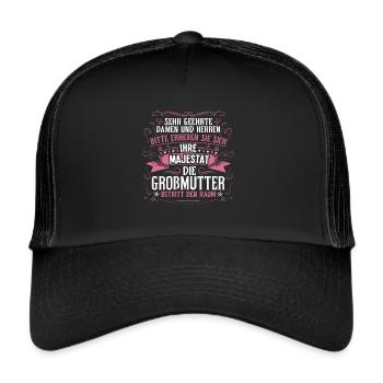 Sehr geehrte Damen und Herren die Oma ist da - Trucker Cap - Schwarz/Schwarz - Vorne