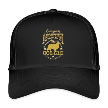 Collie aux cheveux longs - Casquette trucker  - noir/noir - Devant