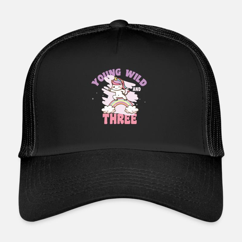Young Wild Et Three 3ème anniversaire cadeau de Licorne Casquette trucker 
