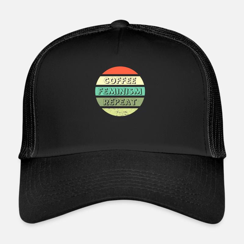 Coffee Feminism Repeat - Trucker Cap - Schwarz/Schwarz